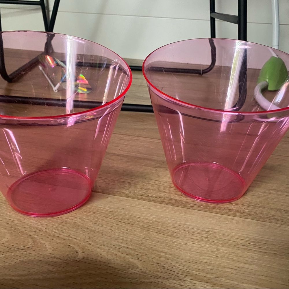 Set of Two Pink Transparent Buckets